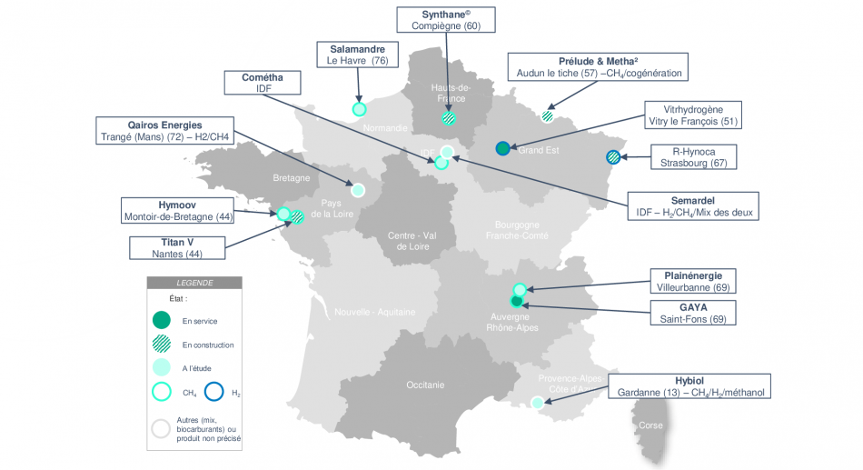 Cartographie-projets-pyrogazéification-France-CH4-H2- actualité